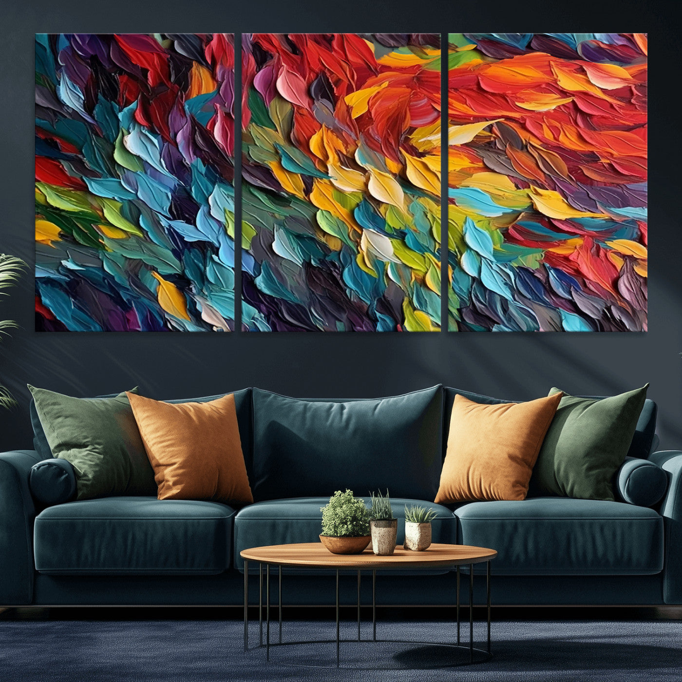 -Vibrant Abstract Leaf Wall Art Canvas Print | Bold Colorful Canvas for Living Room or Office | Ready