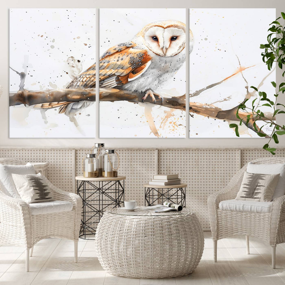 Nature enthusiasts will love the Barn Owl Wall Art on Branch, a stunning canvas print that is ready to hang and beautifully framed.