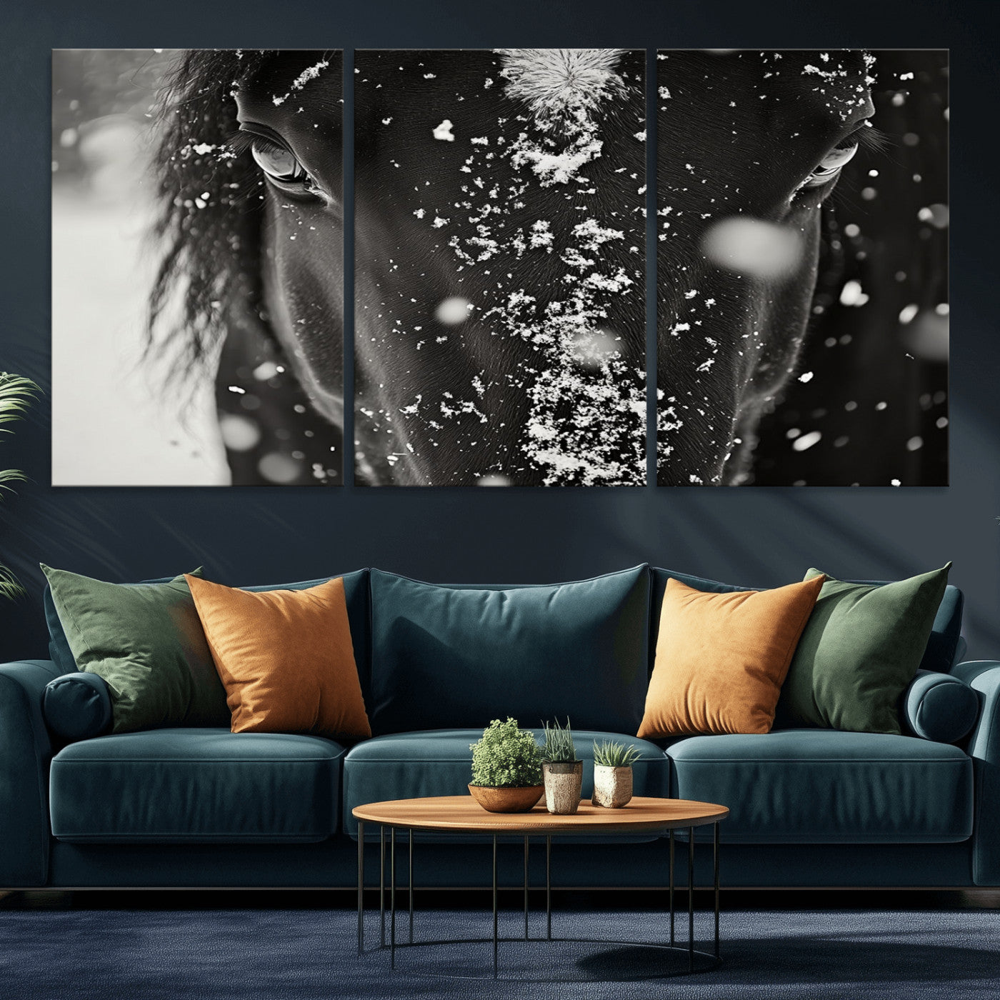 73281-MGV-CV-36X24-Winter Horse Snow Wall Art Canvas Print