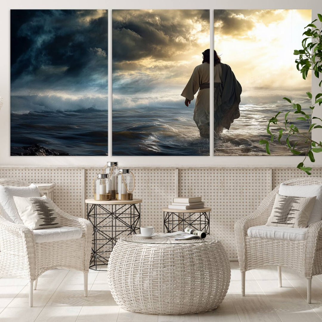 Jesus Walking on Water Wall Art | Canvas Print | Ready to Hang | Christian Home Decor | Spiritual Faith Wall Art | Inspirational Religious Wall Decor