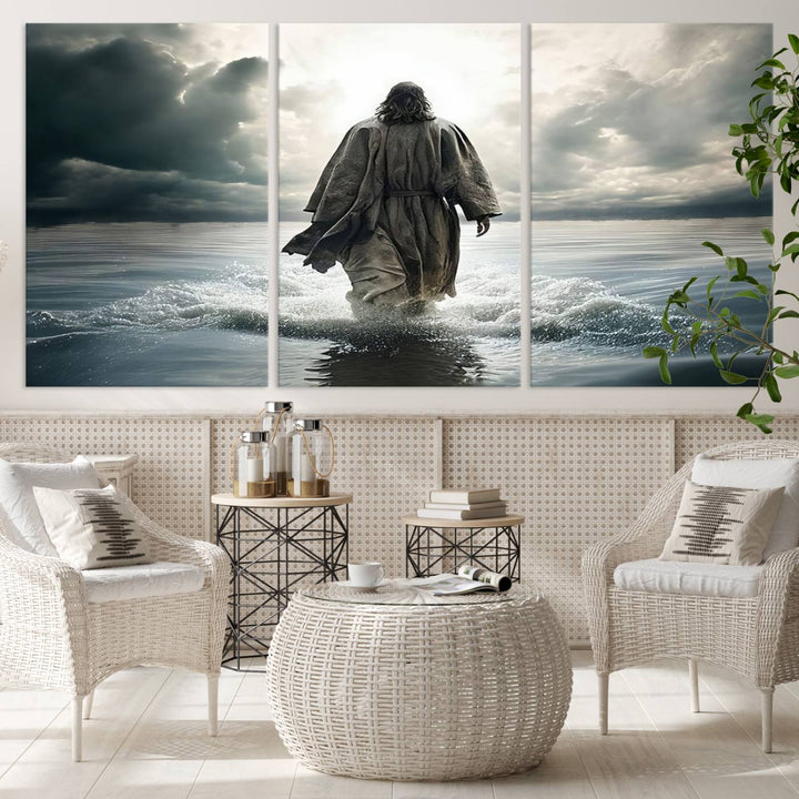 Jesus Walking on Water Wall Art | Canvas Print | Ready to Hang | Christian Home Decor | Spiritual Faith Wall Art | Inspirational Religious Wall Decor