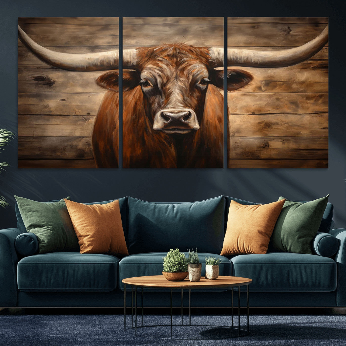 77556-MGV-CV-36X24-Longhorn Bull Wall Art | Canvas Print | Ready to Hang | Rustic Farmhouse Wall Decor | Western Barn