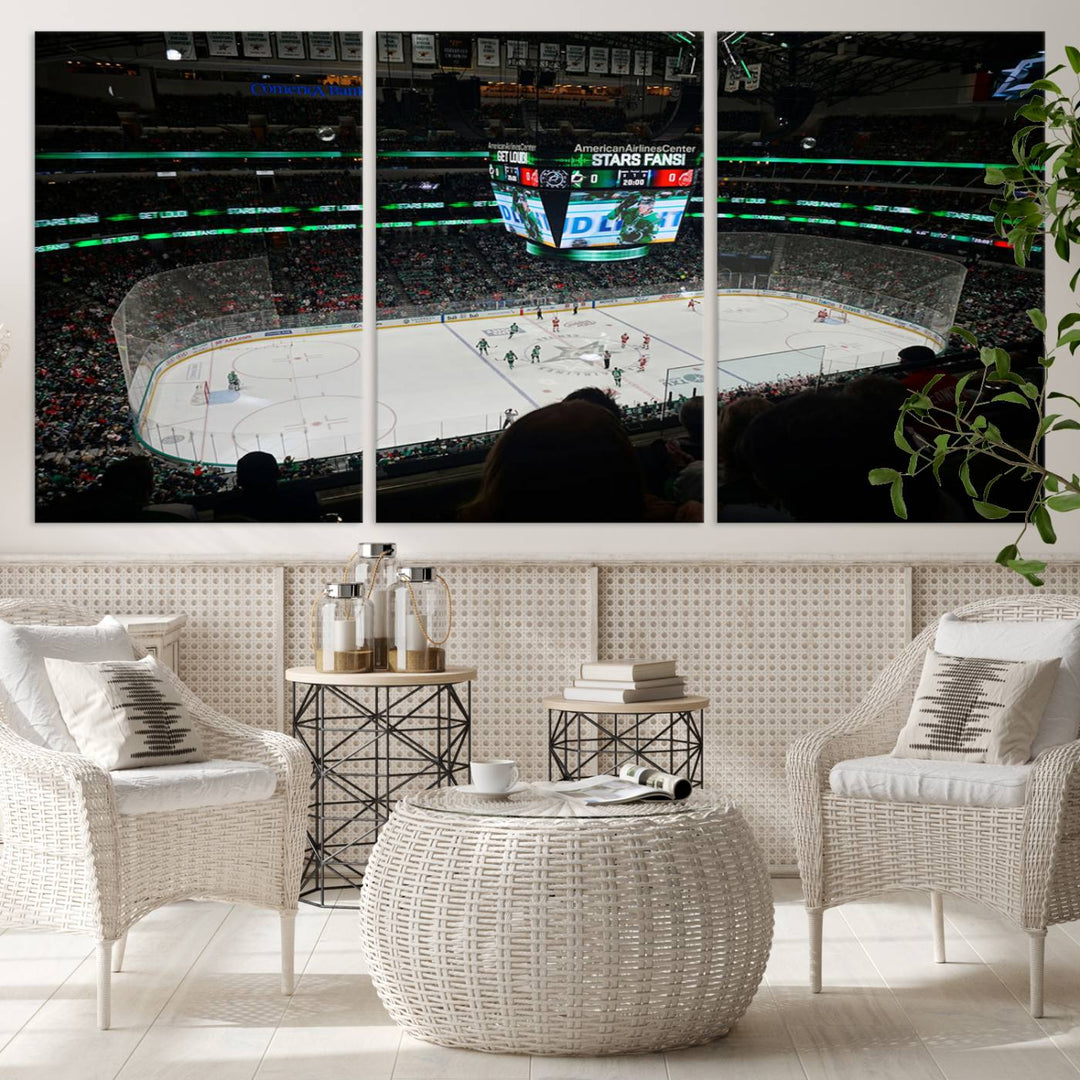 American Airlines Center Dallas Stars Wall Art Canvas Print - Dallas Hockey Arena Stadium Print