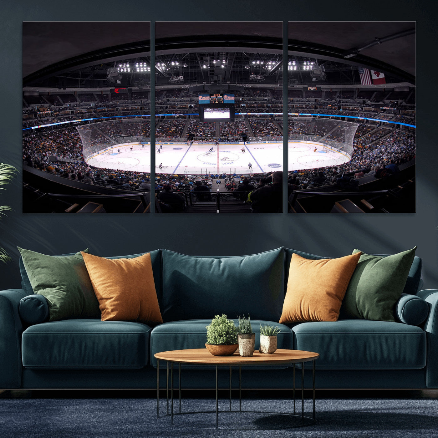 MGV-CV-60X30-3P - Ball Arena Denver Colorado Avalanche Hockey Team Wall Art Canvas Print - Denver Ice Hockey Stadium