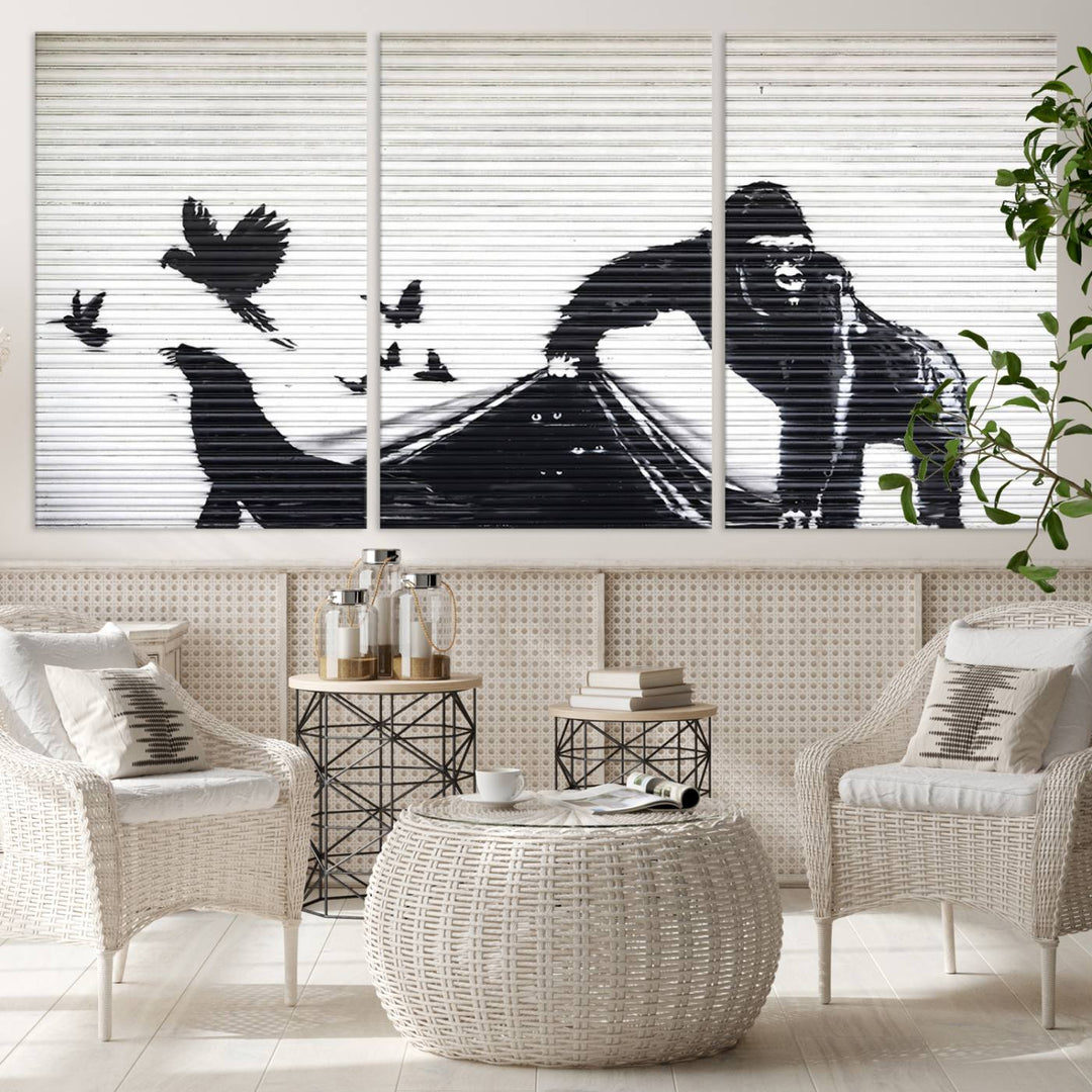 Banksy London Zoo Graffiti Wall Art Canvas Print