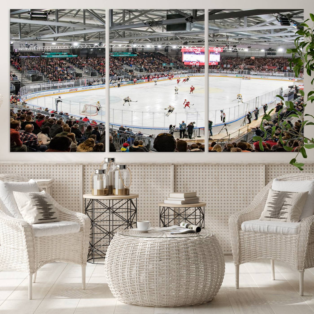 Lausanne Arena Ice Hockey Stadium Wall Art Canvas Print