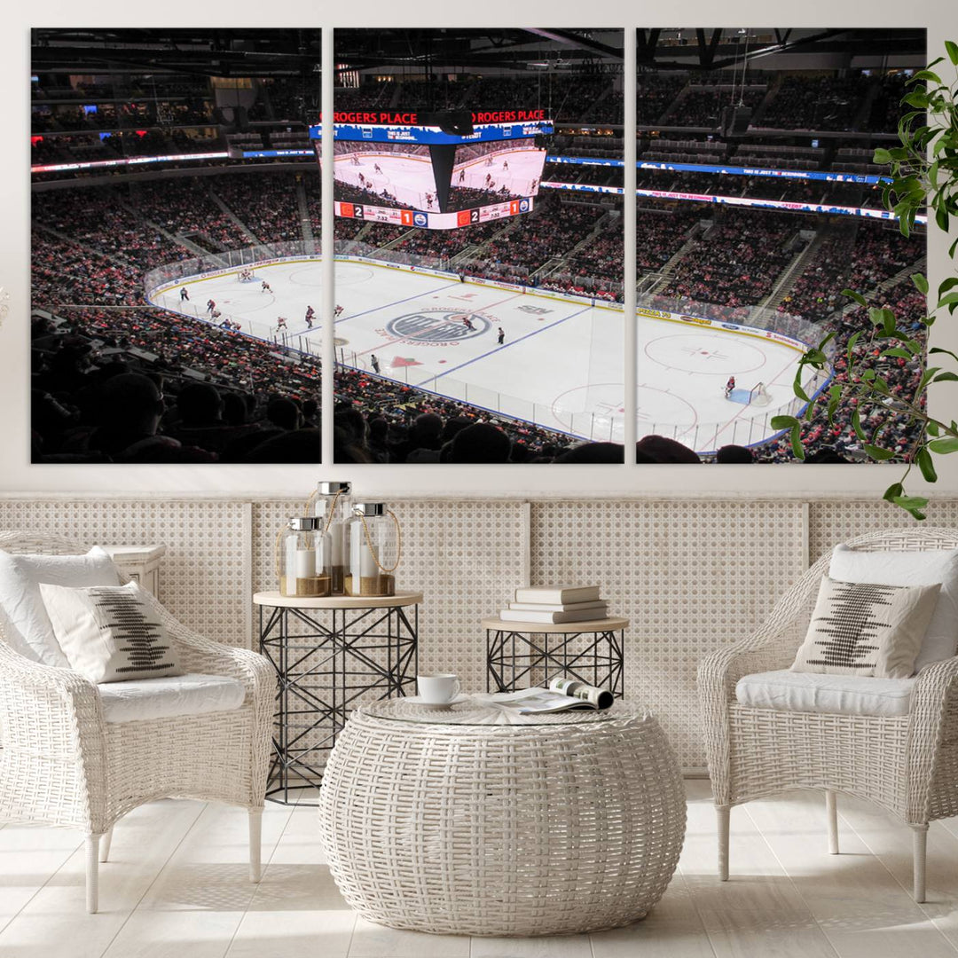 Rogers Place Edmonton Oilers Ice Hockey Stadium Wall Art Canvas Print