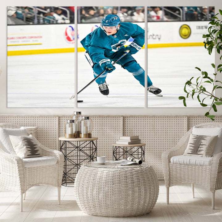 San Jose SharksIce Hockey Player Wall Art Canvas Print