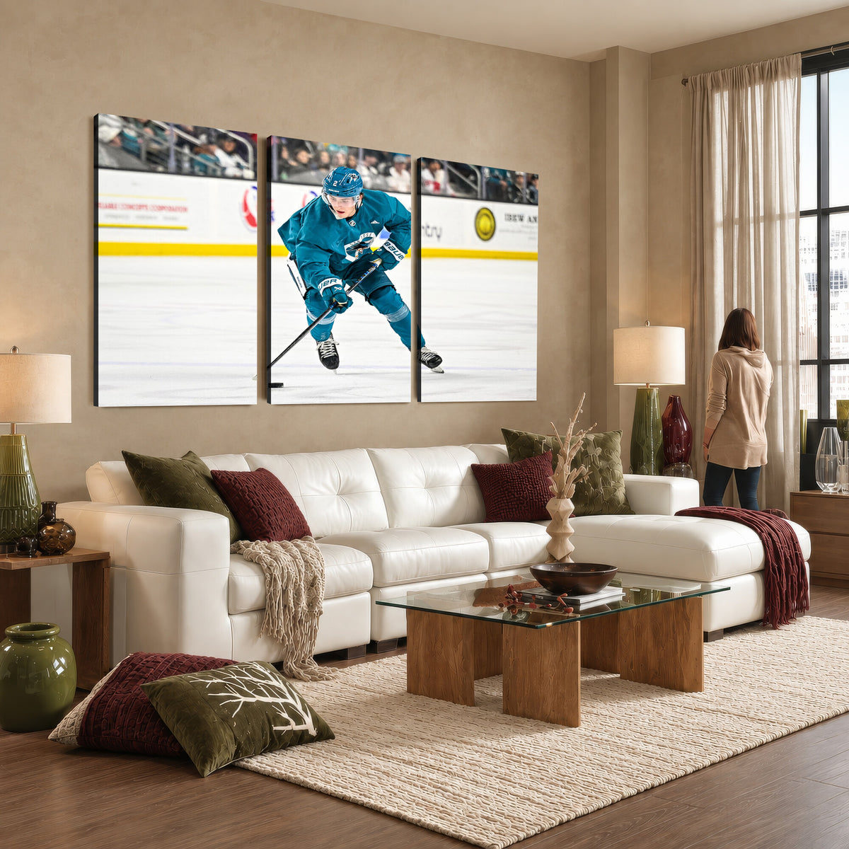 69179-MGV-CV-36X24 - San Jose Sharks Ice Hockey Player Wall Art Canvas Print