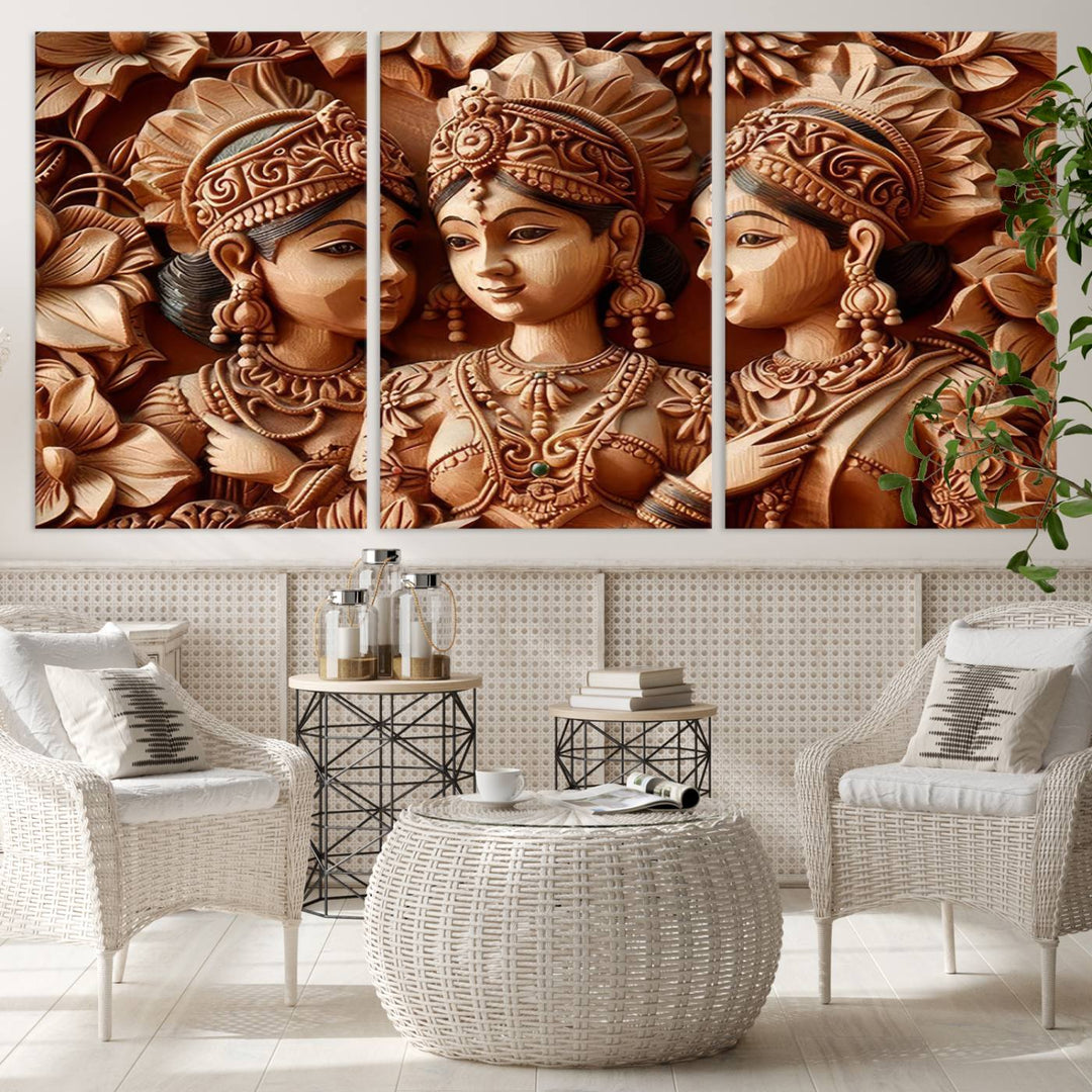 Indian Woman Statue Wall Art Canvas Print