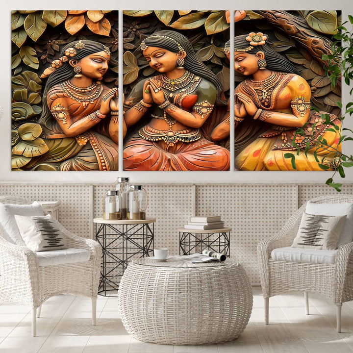 Indian Woman Statue Wall Art Canvas Print