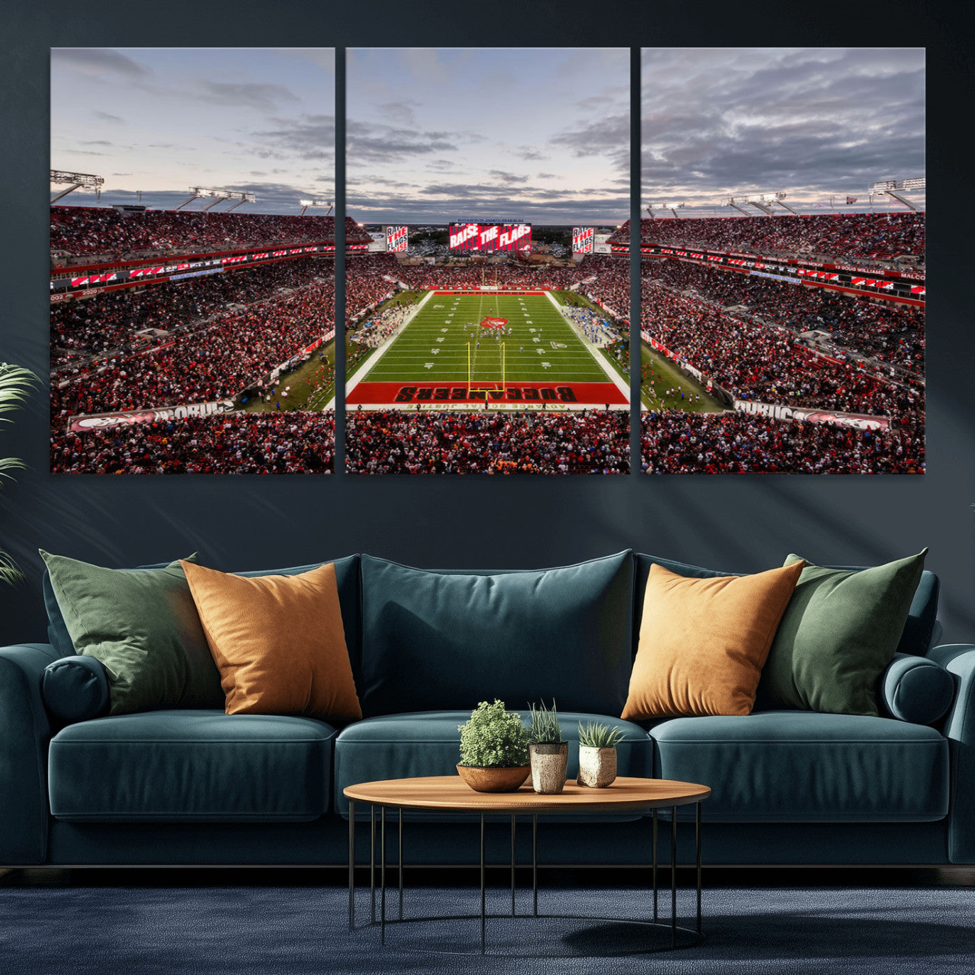 MGV-CV-60X30-3P - Florida Tampa Raymond James Stadium Wall Art Canvas Print - NFL Football Stadium Print Canvas