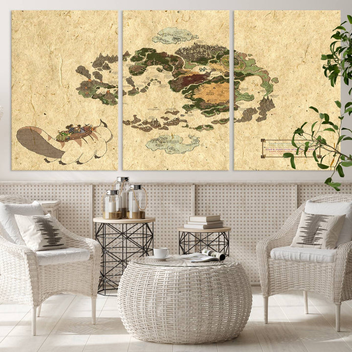 Last Air-Bender Avatar World Map Wall Art Canvas PrintWall Art Canvas Print