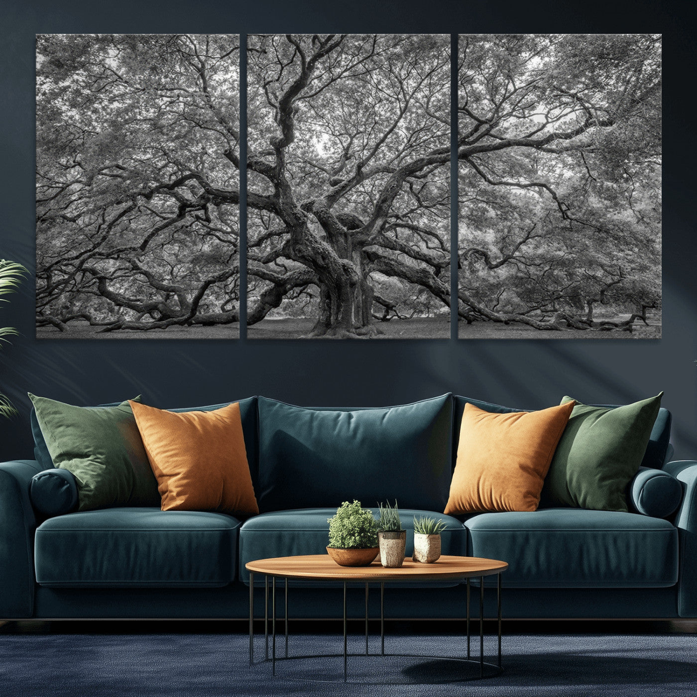 97240-MGV-CV-36X24-Majestic Angel Oak Tree Black and White Canvas Print – Multi Panel Wall Art, Giclée Print, Ready to