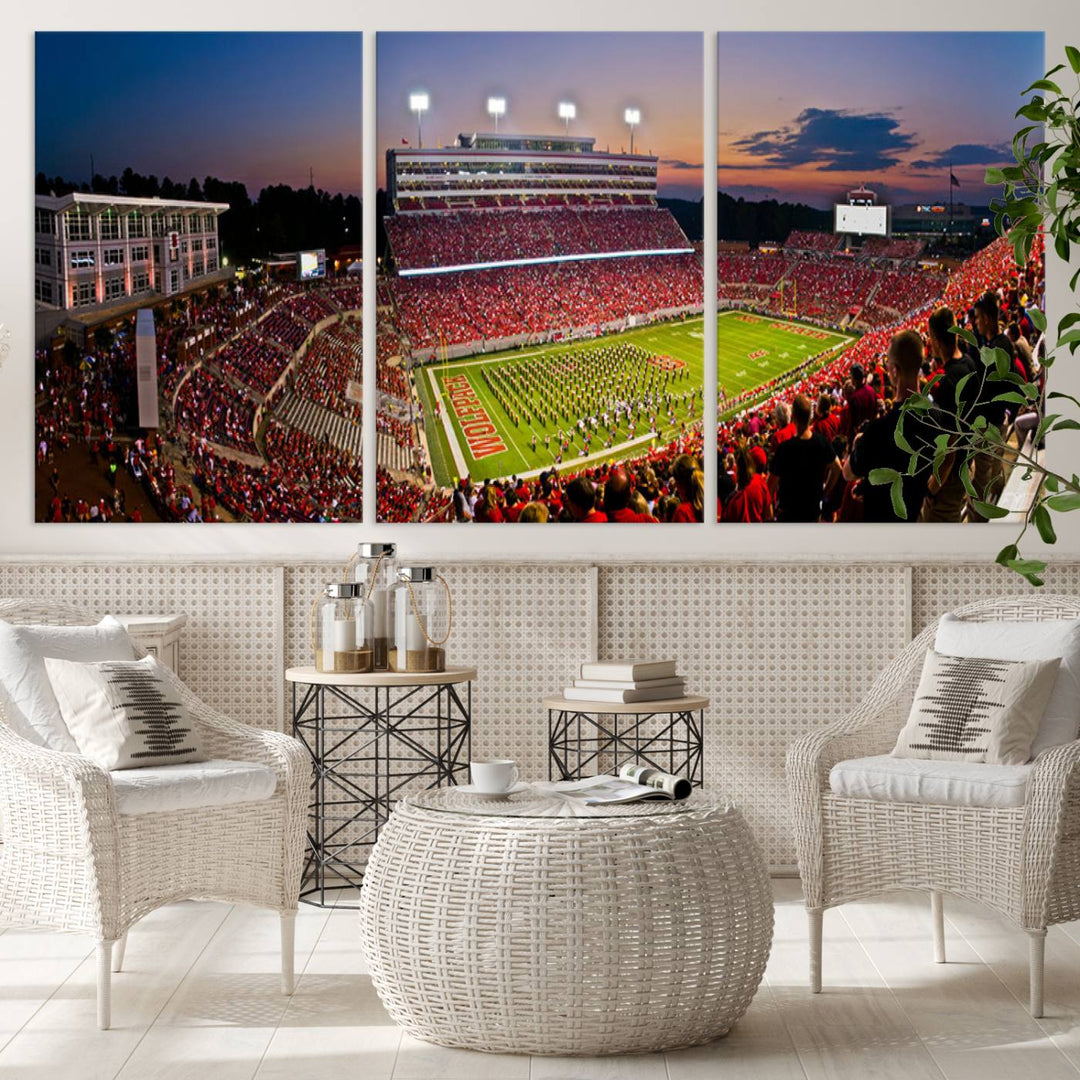 NC State Wolfpack Football Team Print - Raleigh Carter-Finley Stadium Wall Art Canvas Print