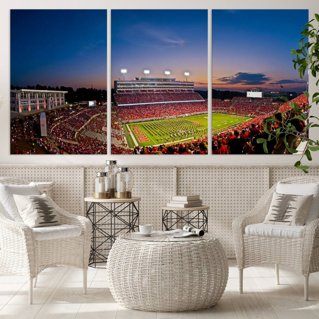 NC State Wolfpack Football Team Print - Raleigh Carter-Finley Stadium Wall Art Canvas Print