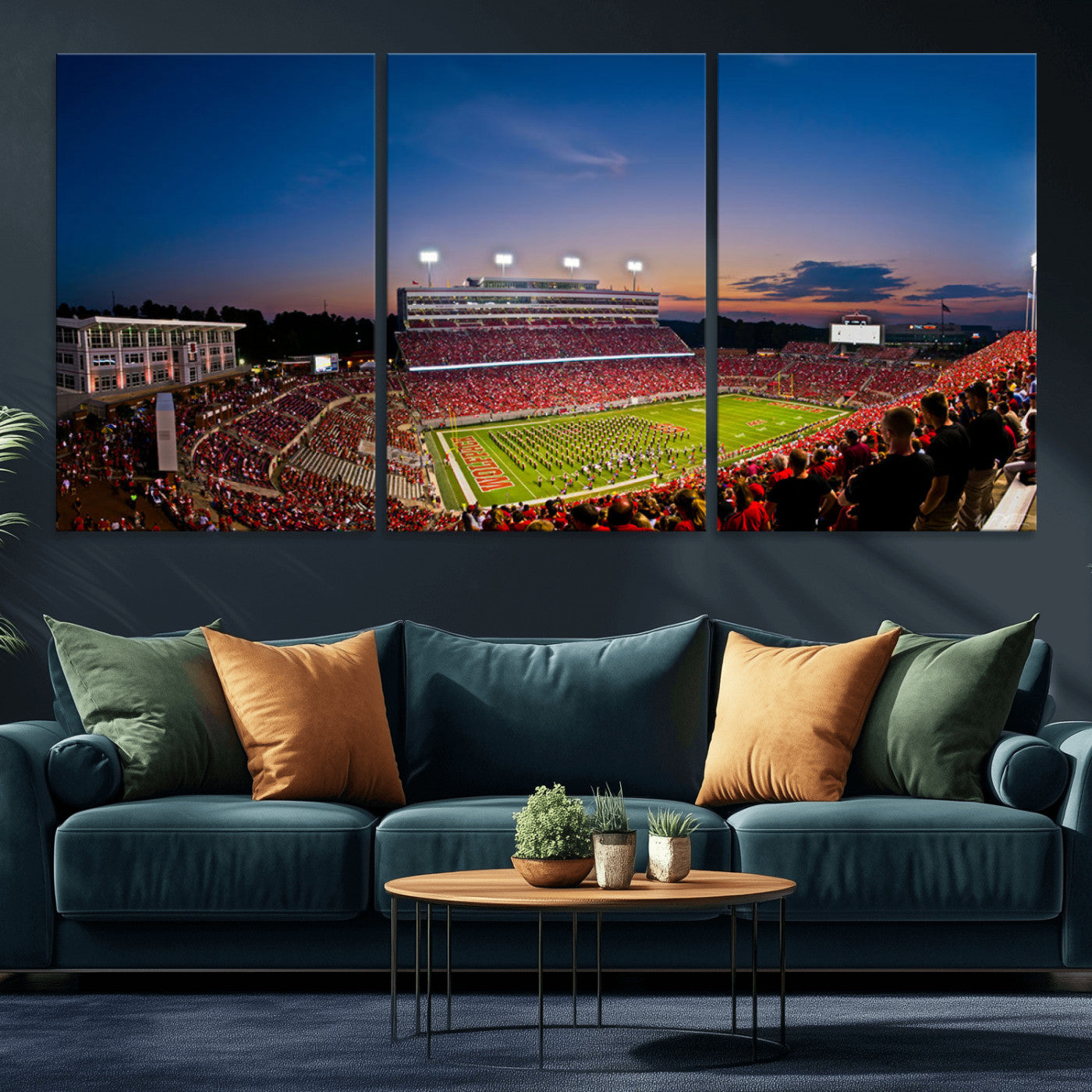 MGV-CV-60X30-3P - NC State Wolfpack Football Team Print - Raleigh Carter-Finley Stadium Wall Art Canvas Print