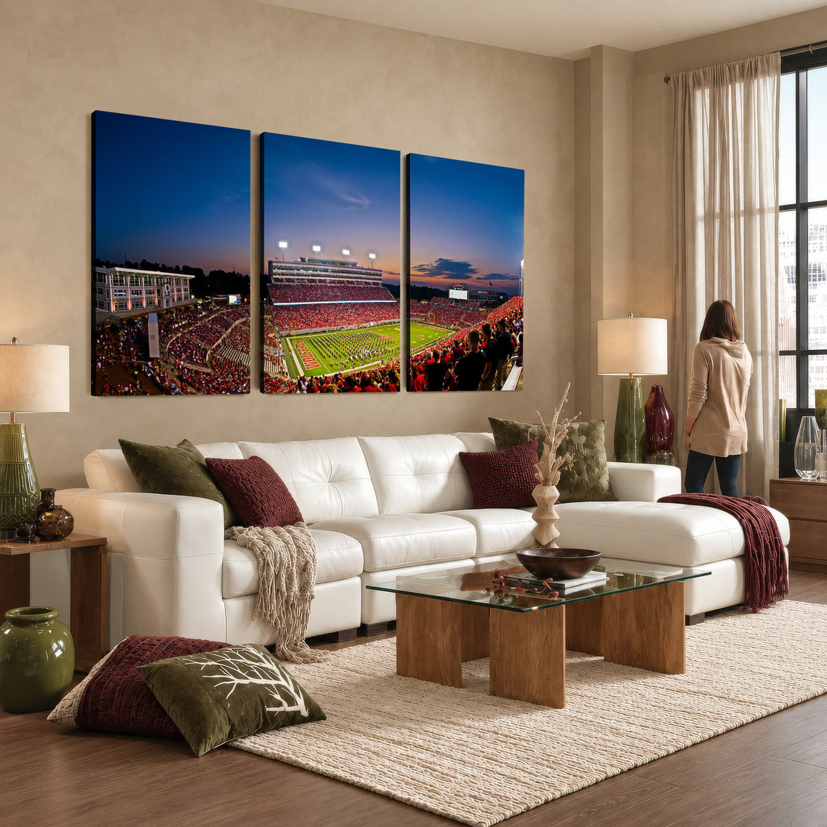 33313-MGV-CV-36X24 - NC State Wolfpack Football Team Print - Raleigh Carter-Finley Stadium Wall Art Canvas Print