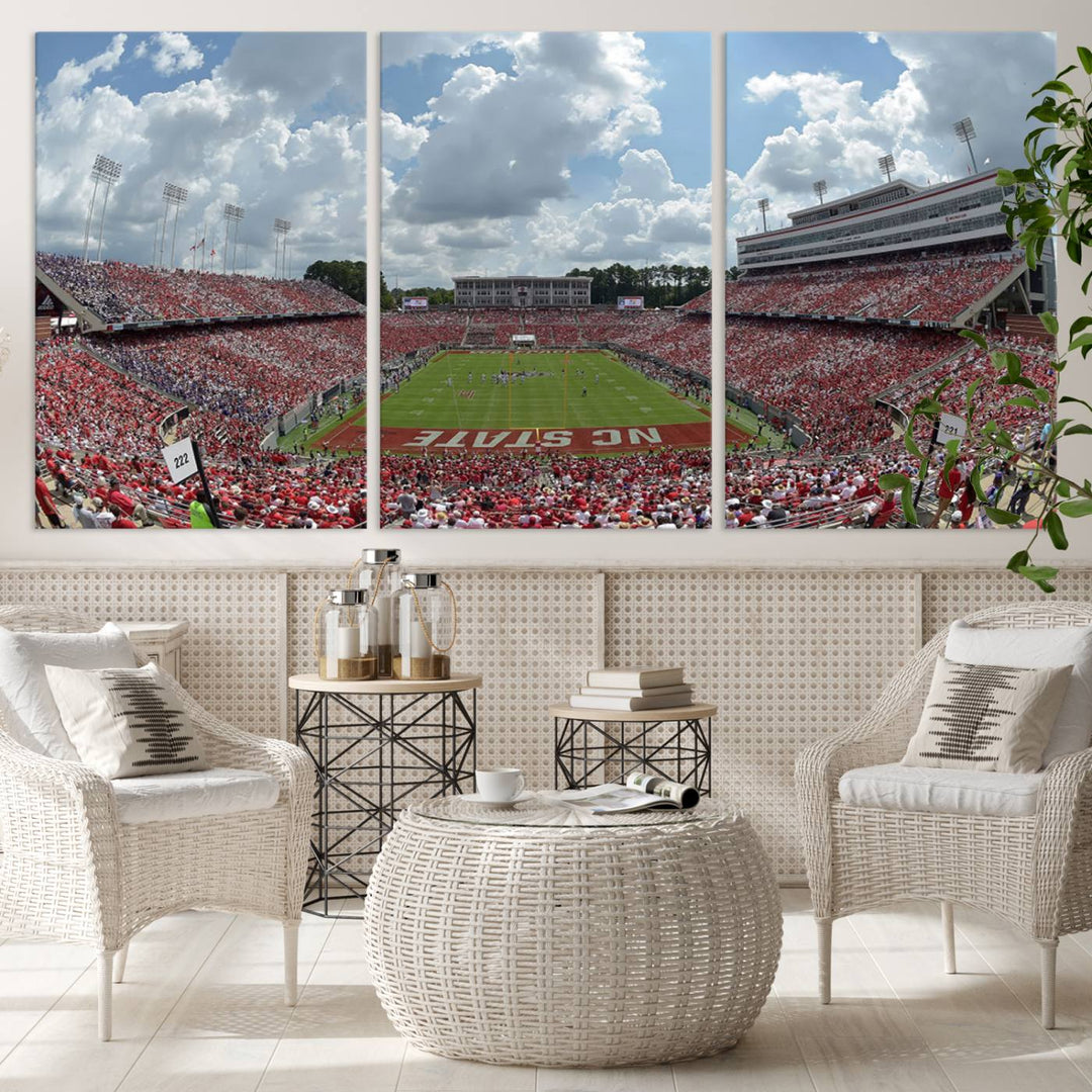 NC State Wolfpack Football Team Print - Raleigh Carter-Finley Stadium Wall Art Canvas Print