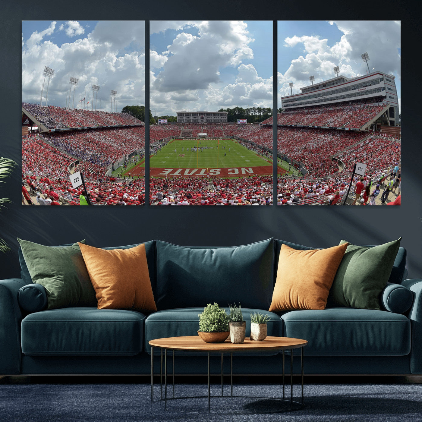 MGV-CV-60X30-3P - NC State Wolfpack Football Team Print Canvas- Raleigh Carter-Finley Stadium Wall Art Canvas Print