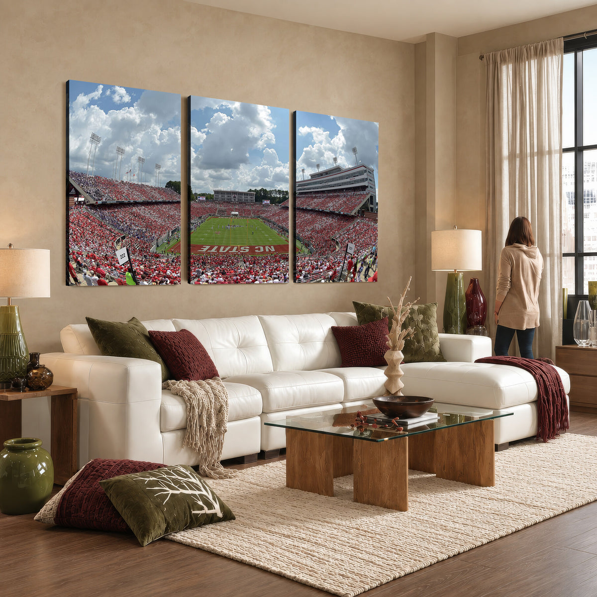 30640-MGV-CV-36X24 - NC State Wolfpack Football Team Print Canvas- Raleigh Carter-Finley Stadium Wall Art Canvas Print
