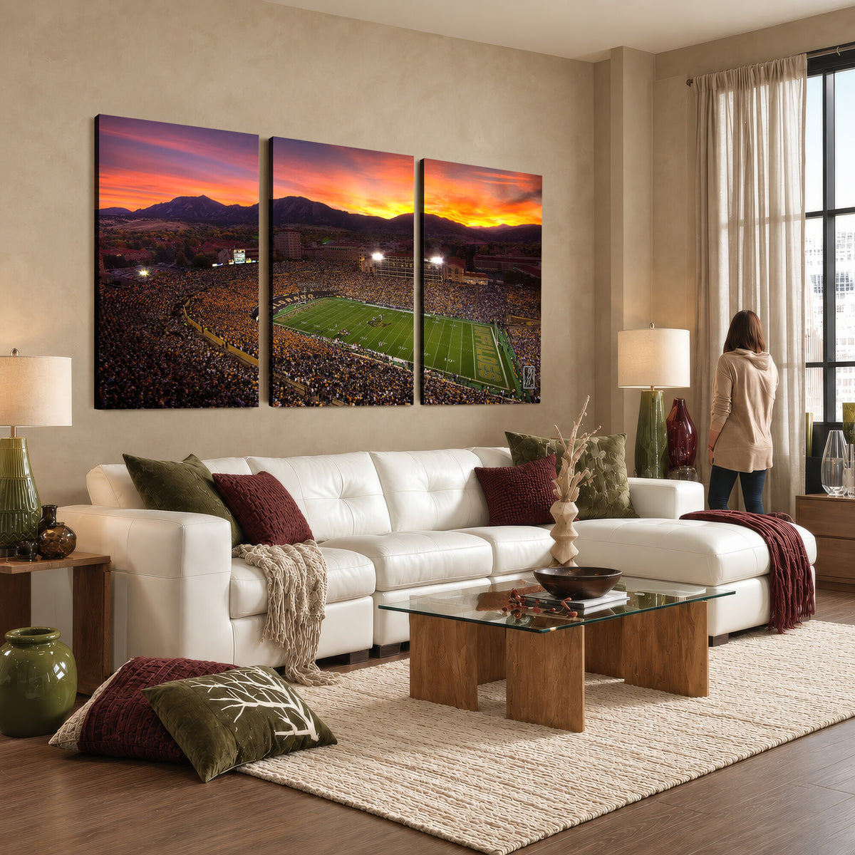 58708-MGV-CV-36X24 - Colorado Buffaloes Football Team Print - Boulder Folsom Field Stadium Wall Art Canvas Print