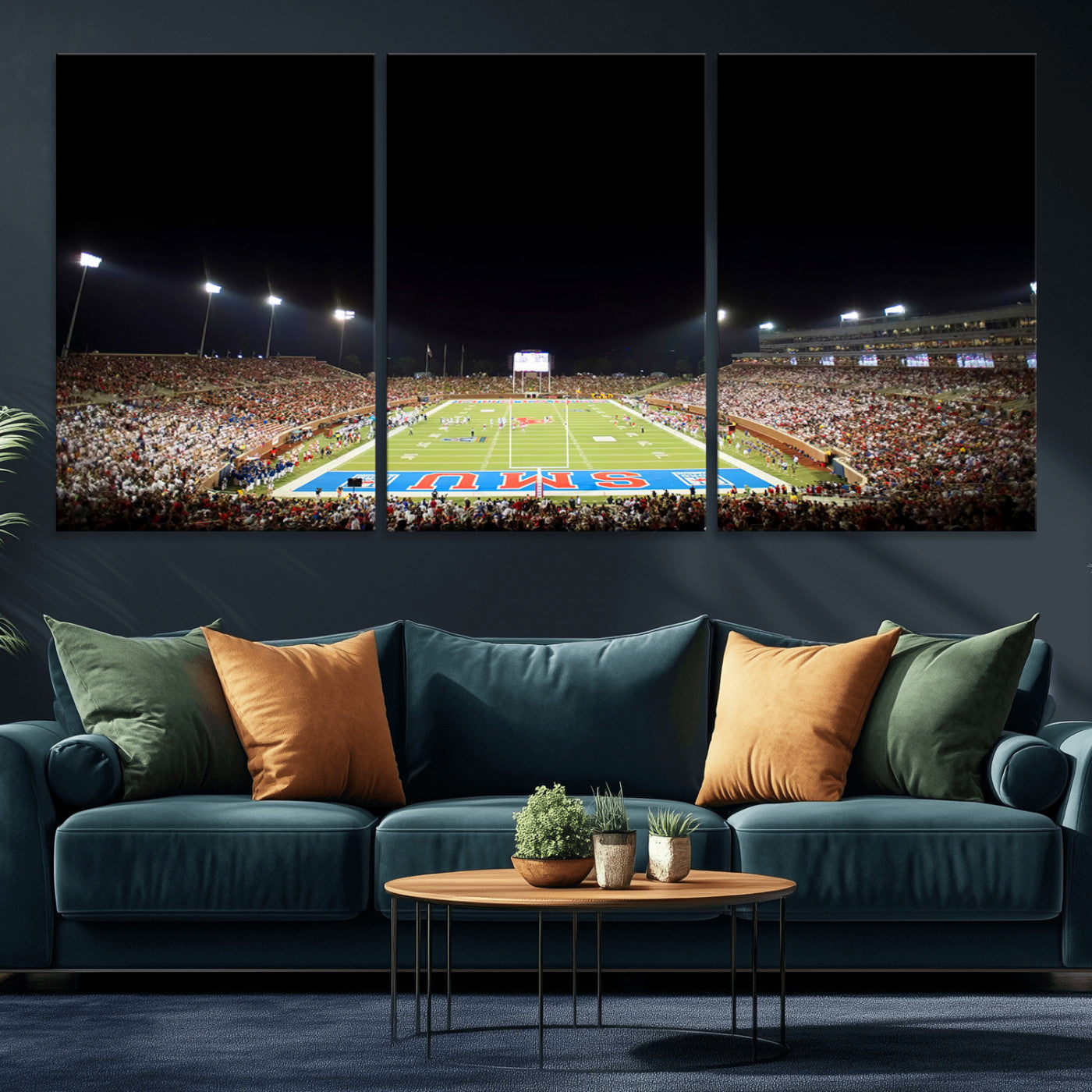 MGV-CV-60X30-3P - SMU Mustangs Football Team Print - Dallas Gerald J. Ford Stadium Wall Art Canvas Print