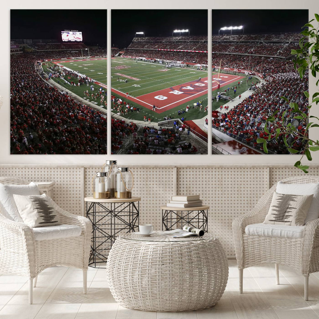 Houston Cougars Football Team Print - Houston TDECU Stadium Wall Art Canvas Print