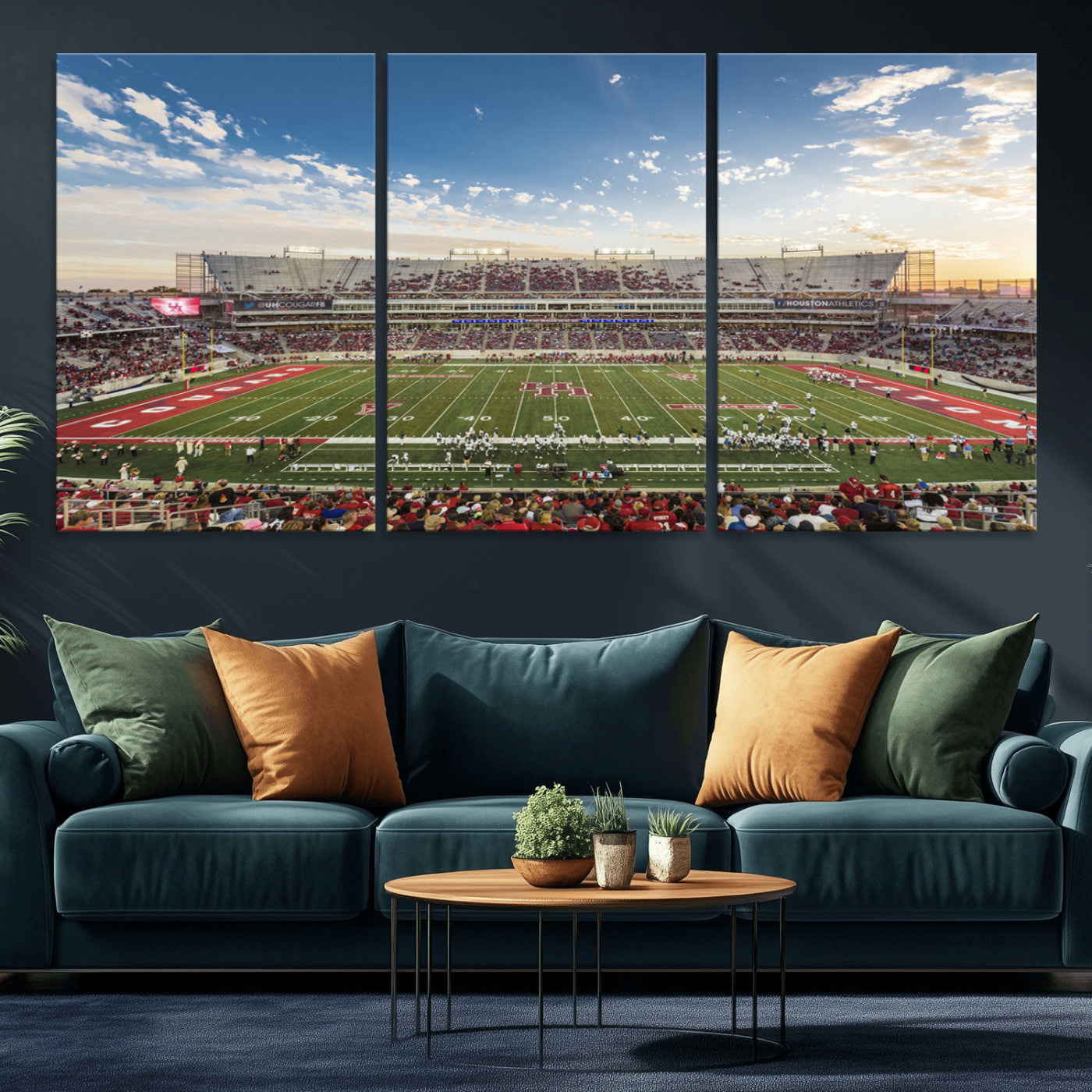 MGV-CV-60X30-3P - Framed Houston Cougars Football Team Print - Houston TDECU Stadium Wall Art Canvas Print