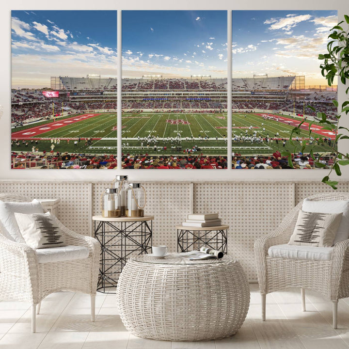 Houston Cougars Football Team Print - Houston TDECU Stadium Wall Art Canvas Print