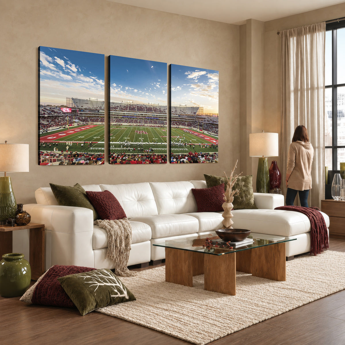 36612-MGV-CV-36X24 - Framed Houston Cougars Football Team Print - Houston TDECU Stadium Wall Art Canvas Print