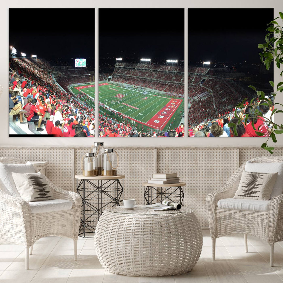 Houston Cougars Football Team Print - Houston TDECU Stadium Wall Art Canvas Print