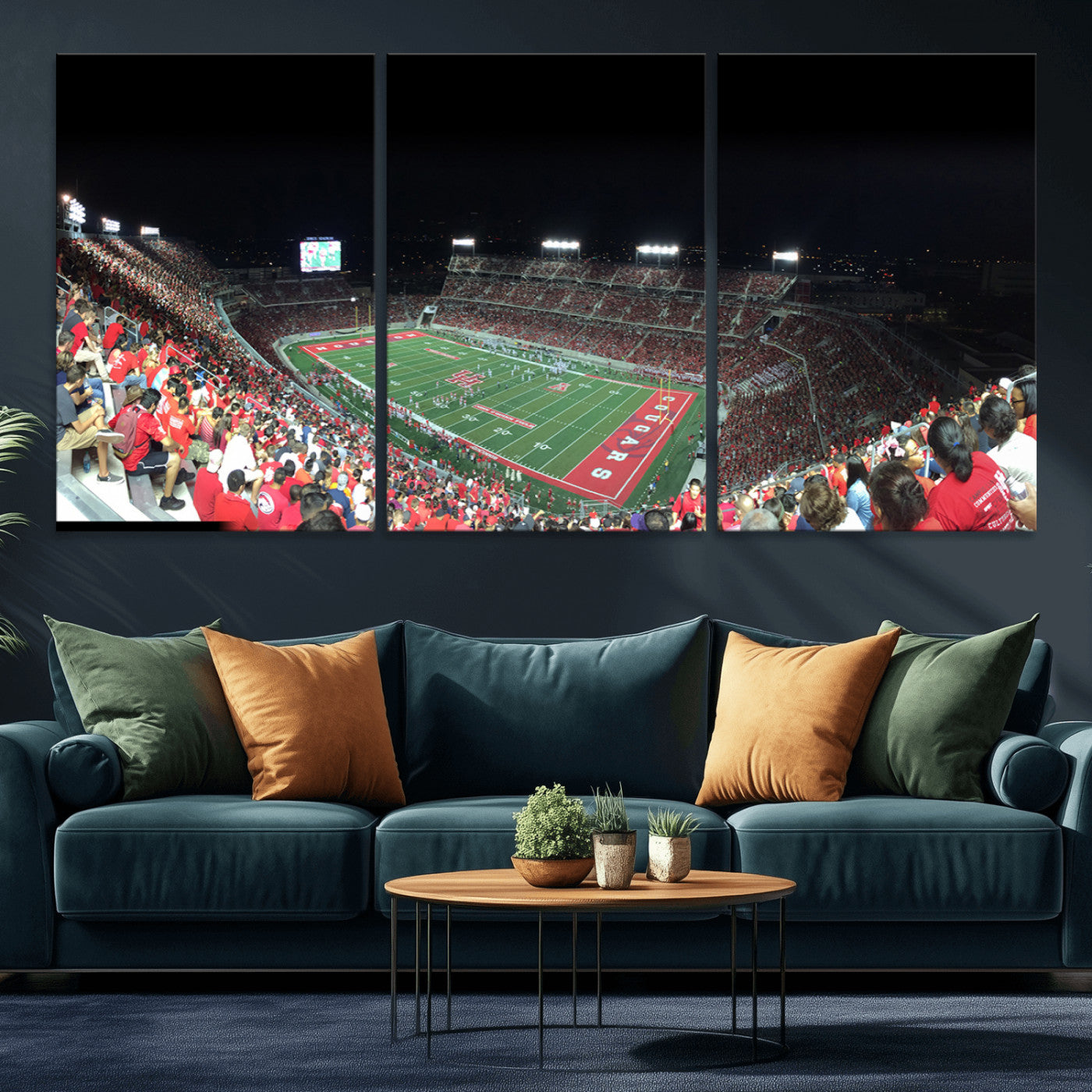 MGV-CV-60X30-3P - Houston Cougars Football Team Print - Houston TDECU Stadium Wall Art Canvas Print
