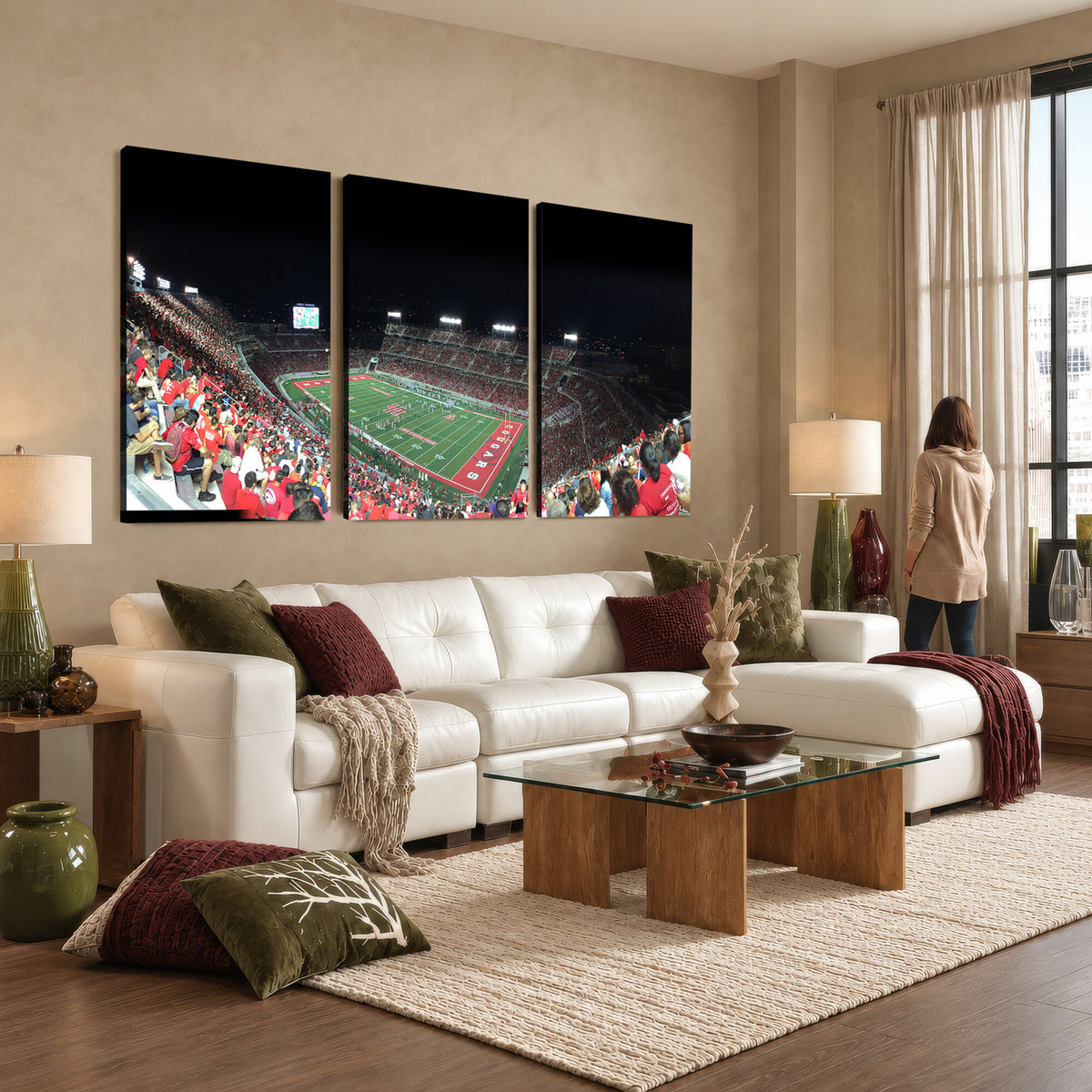 67036-MGV-CV-36X24 - Houston Cougars Football Team Print - Houston TDECU Stadium Wall Art Canvas Print