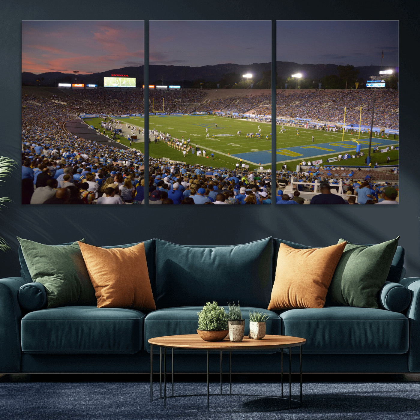 MGV-CV-60X30-3P - UCLA Bruins Football Team Print - Pasadena Rose Bowl Stadium Wall Art Canvas Print