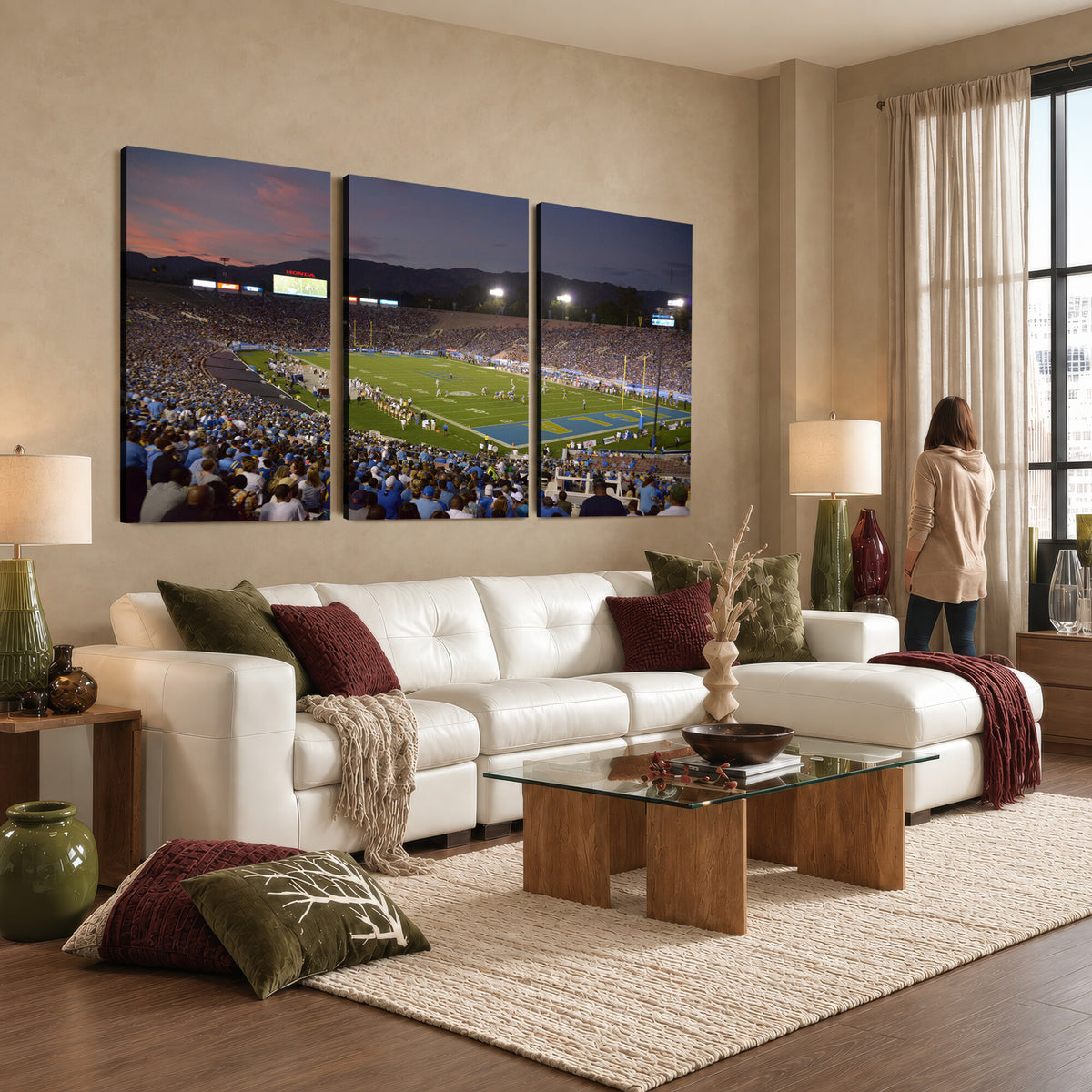 90359-MGV-CV-36X24 - UCLA Bruins Football Team Print - Pasadena Rose Bowl Stadium Wall Art Canvas Print