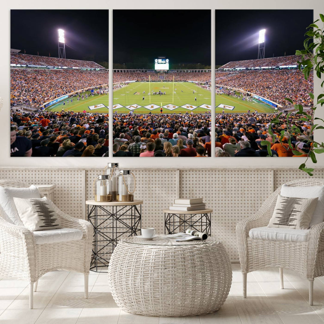 Virginia Cavaliers Football Team Print - Charlottesville Scott Stadium Wall Art Canvas Print