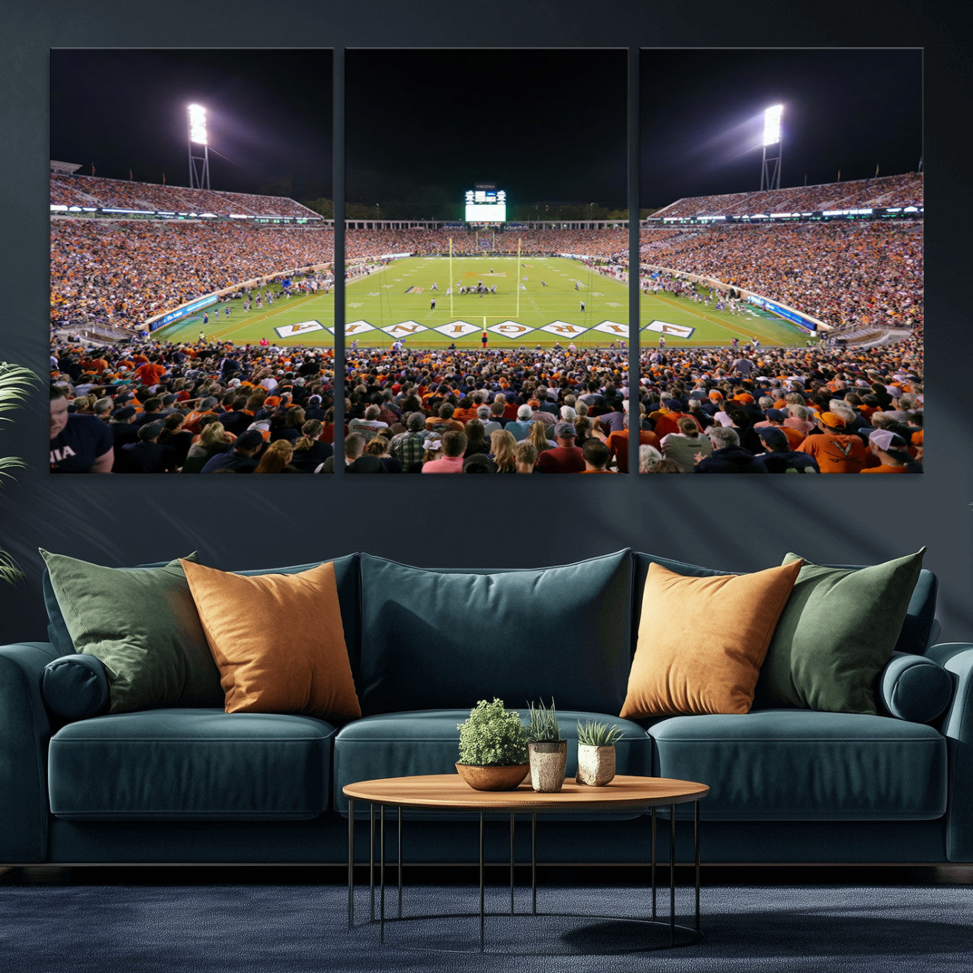 MGV-CV-60X30-3P - Virginia Cavaliers Football Team Print - Charlottesville Scott Stadium Wall Art Canvas Print