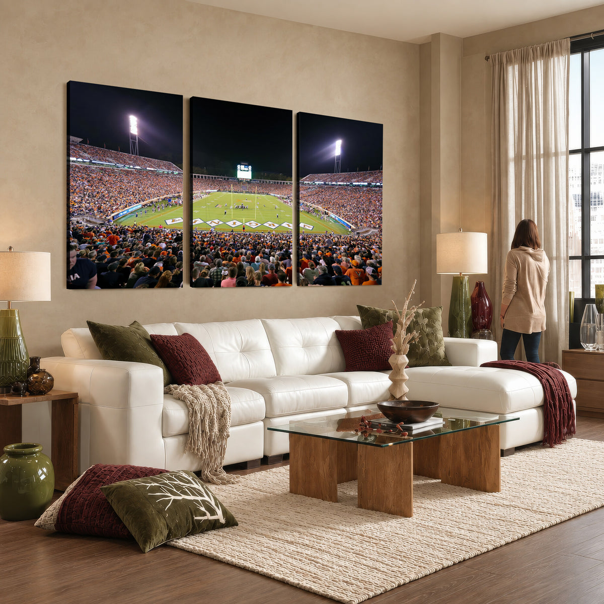 98441-MGV-CV-36X24 - Virginia Cavaliers Football Team Print - Charlottesville Scott Stadium Wall Art Canvas Print