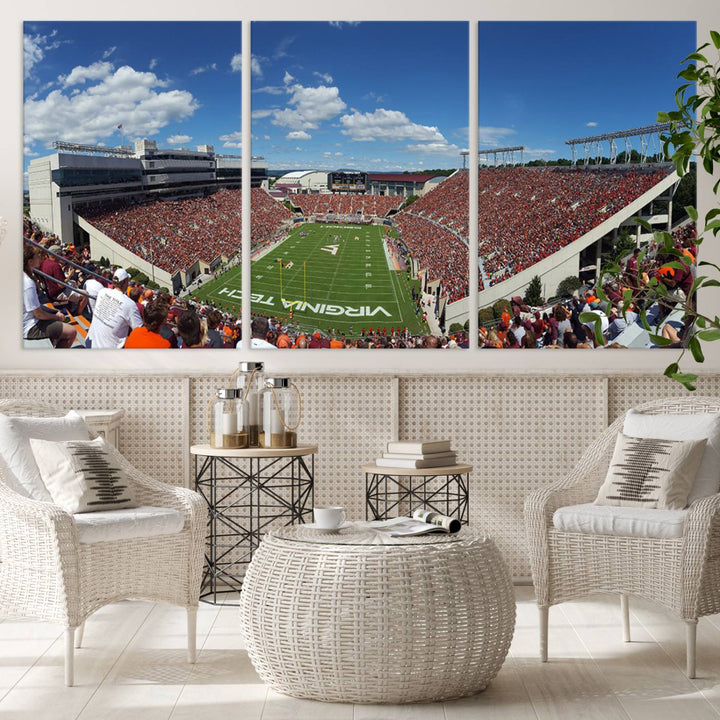 Virginia Tech Hokies Football Team Print - Blacksburg Lane Stadium Wall Art Canvas Print