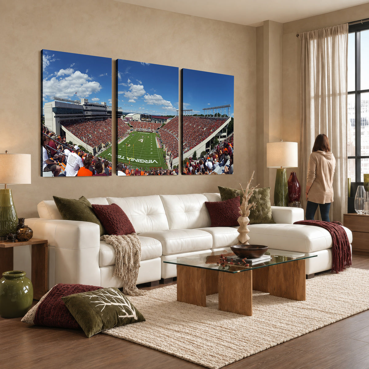 87769-MGV-CV-36X24 - Virginia Tech Hokies Football Team Print - Blacksburg Lane Stadium Wall Art Canvas Print