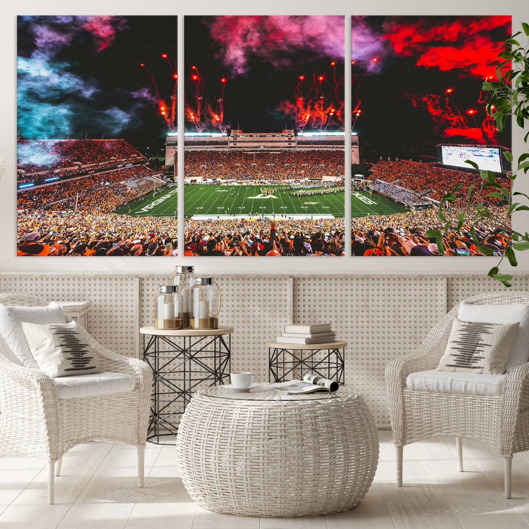 Virginia Tech Hokies Football Team Print - Blacksburg Lane Stadium Wall Art Canvas Print