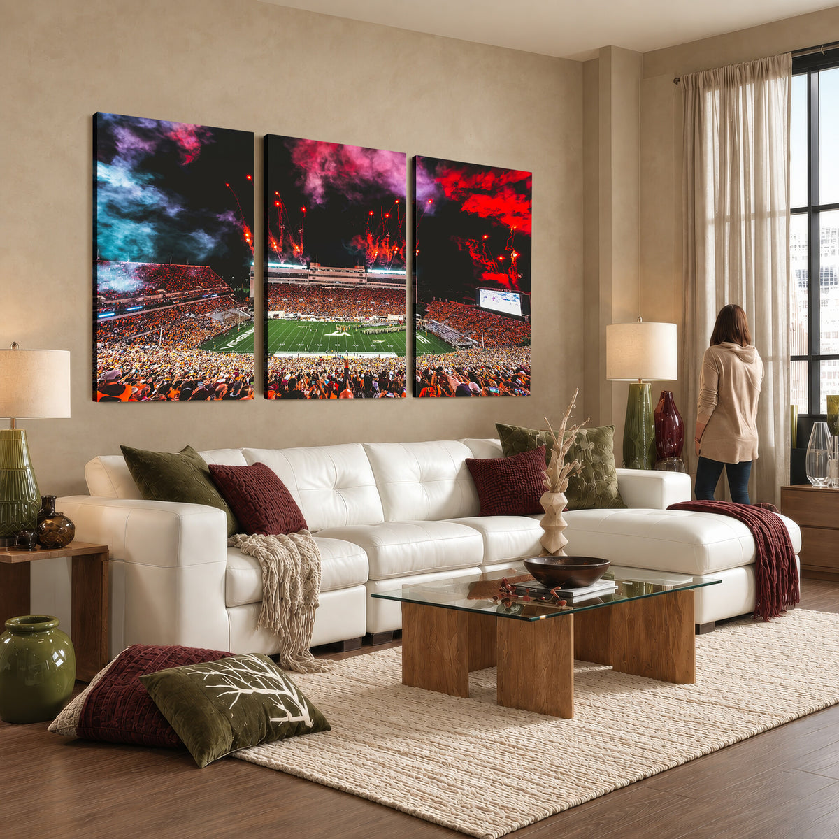65761-MGV-CV-36X24 - Virginia Tech Hokies Football Team Print - Blacksburg Lane Stadium Wall Art Canvas Print