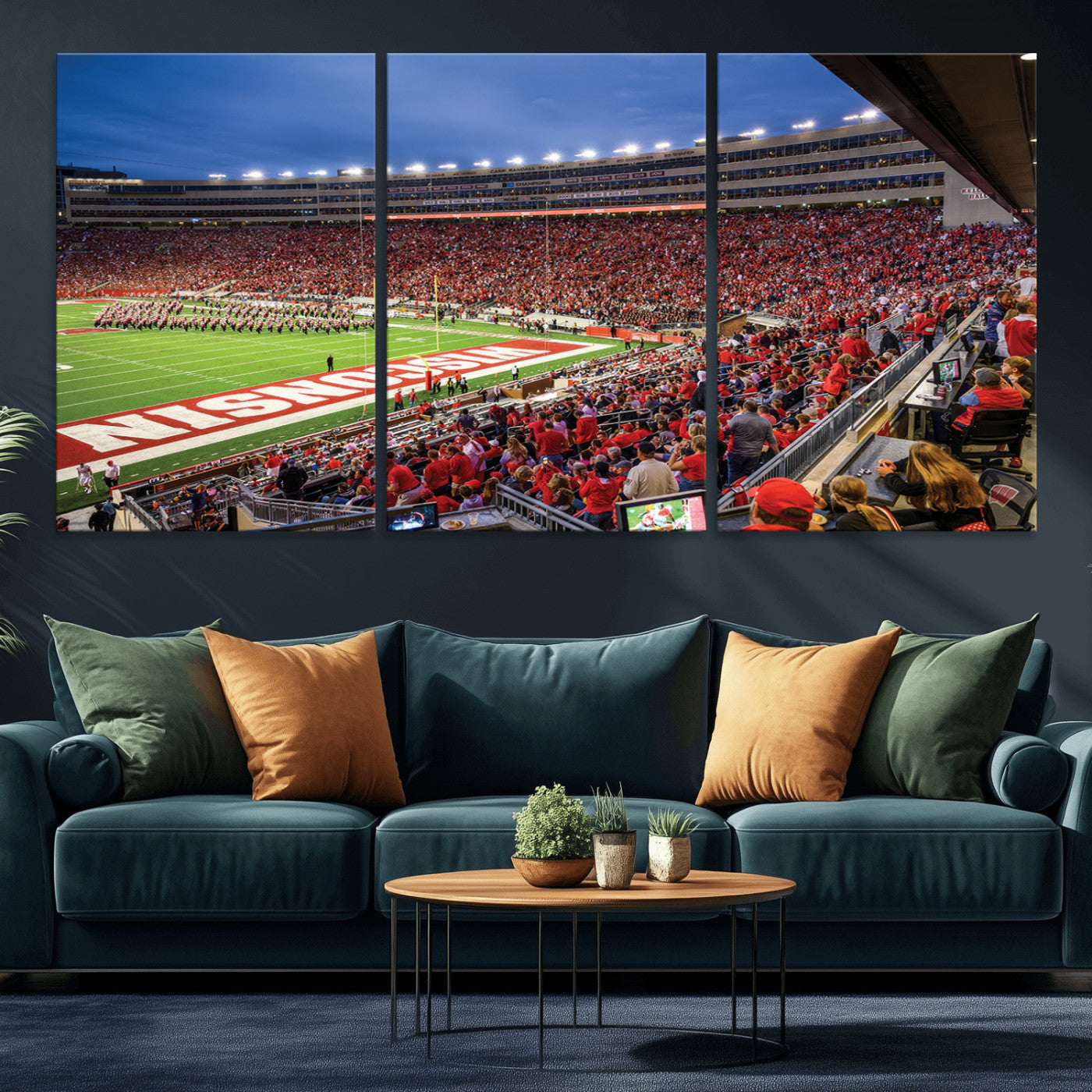MGV-CV-60X30-3P - Wisconsin Badgers Football Team Print - Madison Camp Randall Stadium Wall Art, Wisconsin Badgers