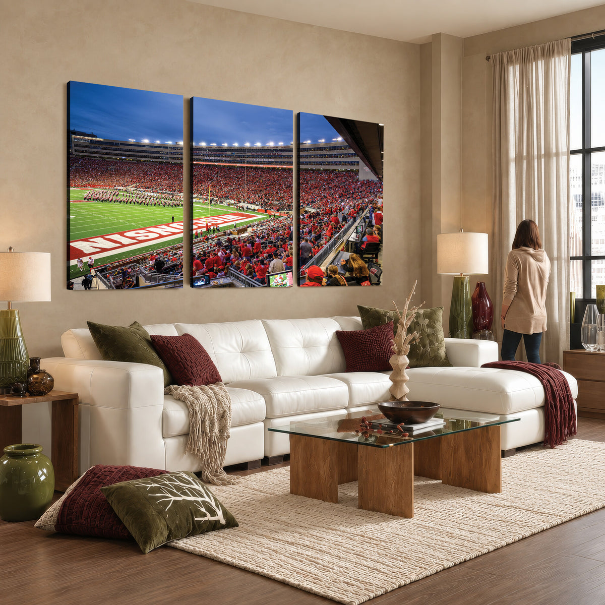 57601-MGV-CV-36X24 - Wisconsin Badgers Football Team Print - Madison Camp Randall Stadium Wall Art, Wisconsin Badgers
