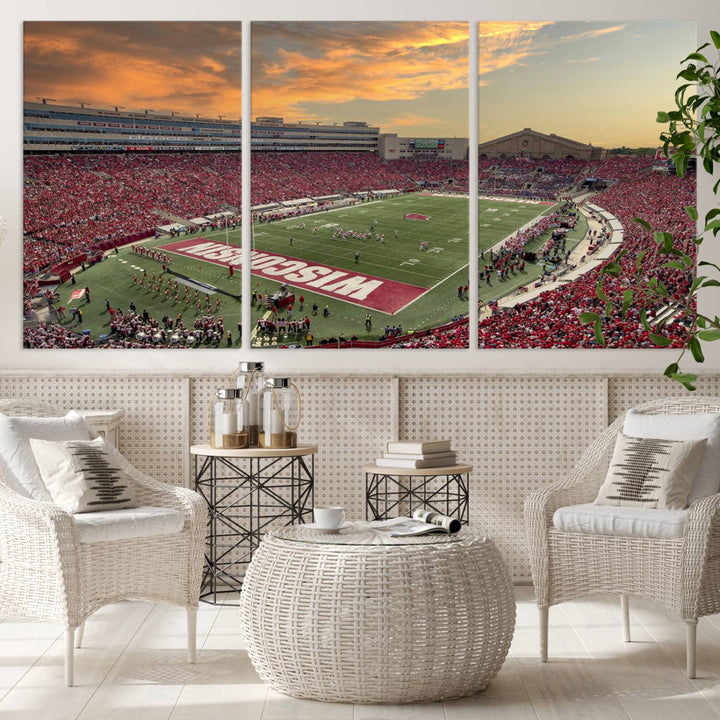 Wisconsin Badgers Football Team Print - Madison Camp Randall Stadium Wall Art Canvas Print