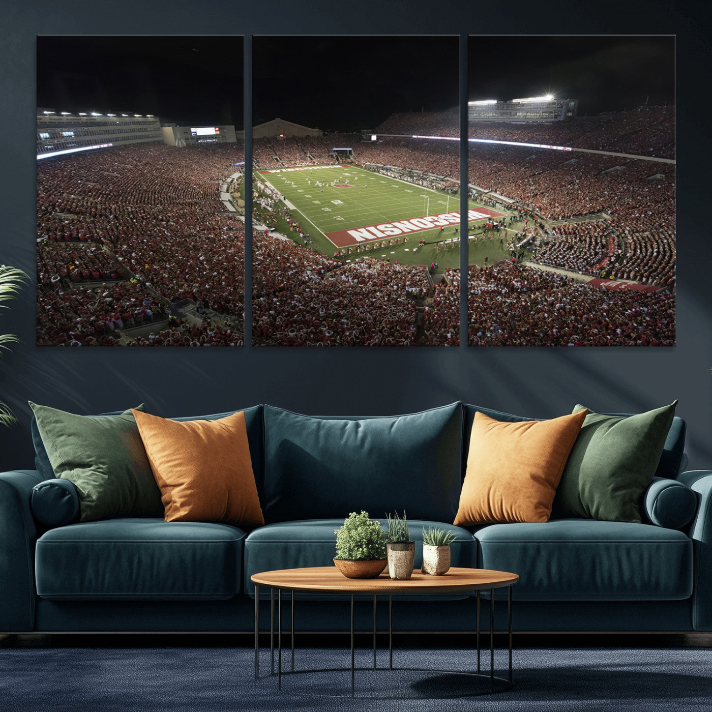 MGV-CV-60X30-3P - Wisconsin Badgers Football Team Print - Madison Camp Randall Stadium Wall Art Canvas Print
