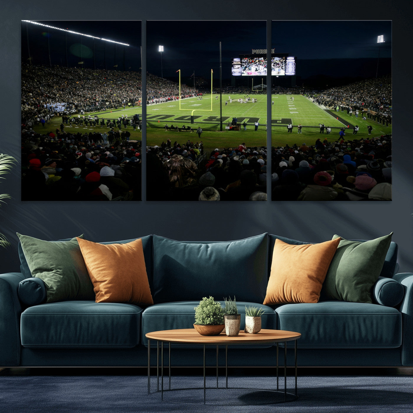 MGV-CV-60X30-3P - Purdue Boilermakers Football Team Print - West Lafayette Ross–Ade Stadium Wall Art Canvas Print