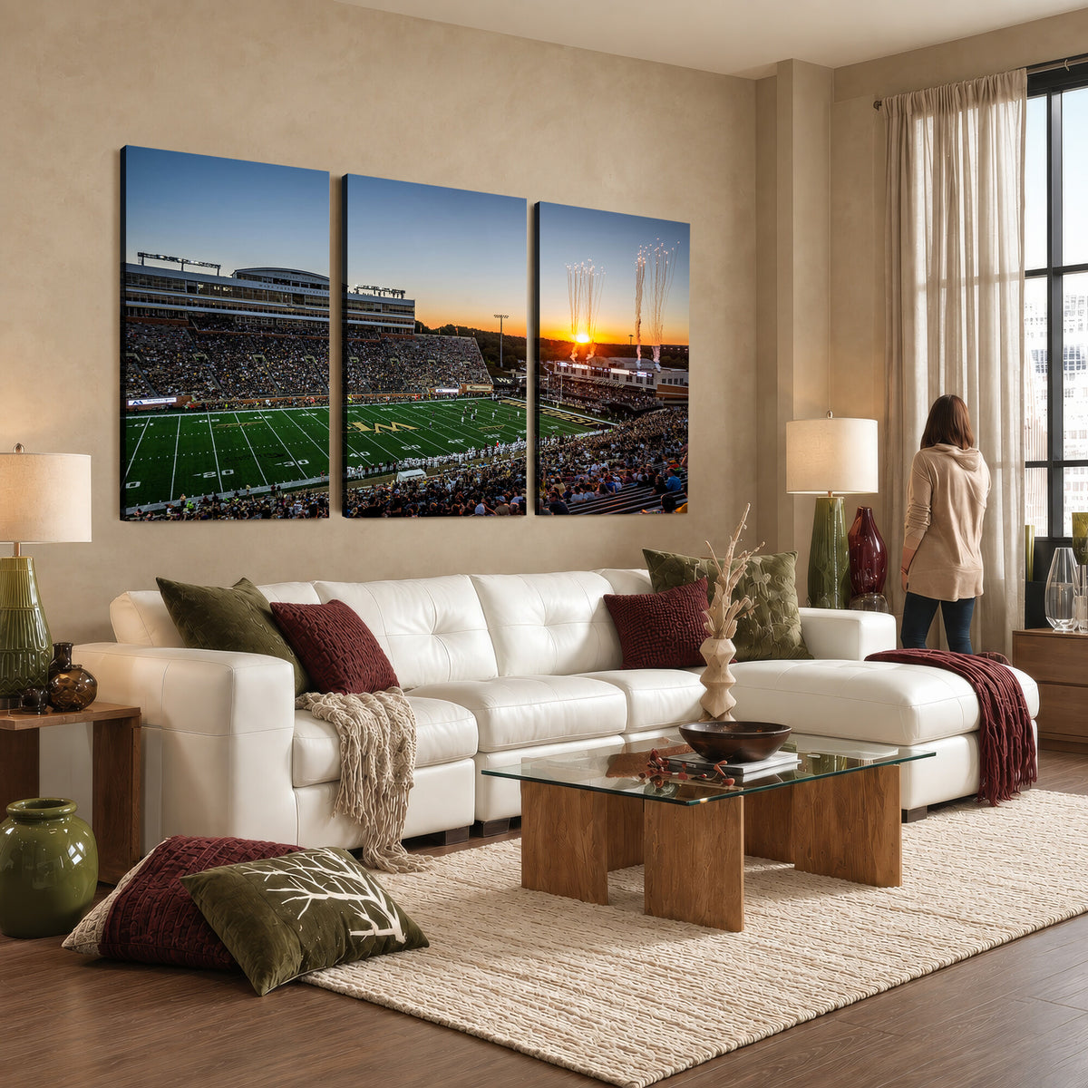 29253-MGV-CV-36X24 - Demon Deacons Football Team Print Canvas- Winston-Salem Allegacy Federal Credit Union Stadium Wall
