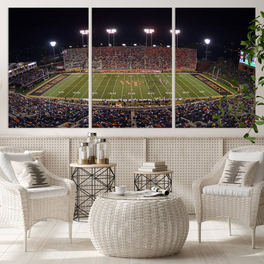 Demon Deacons Football Team Print - Winston-Salem Allegacy Federal Credit Union Stadium Wall Art Canvas Print